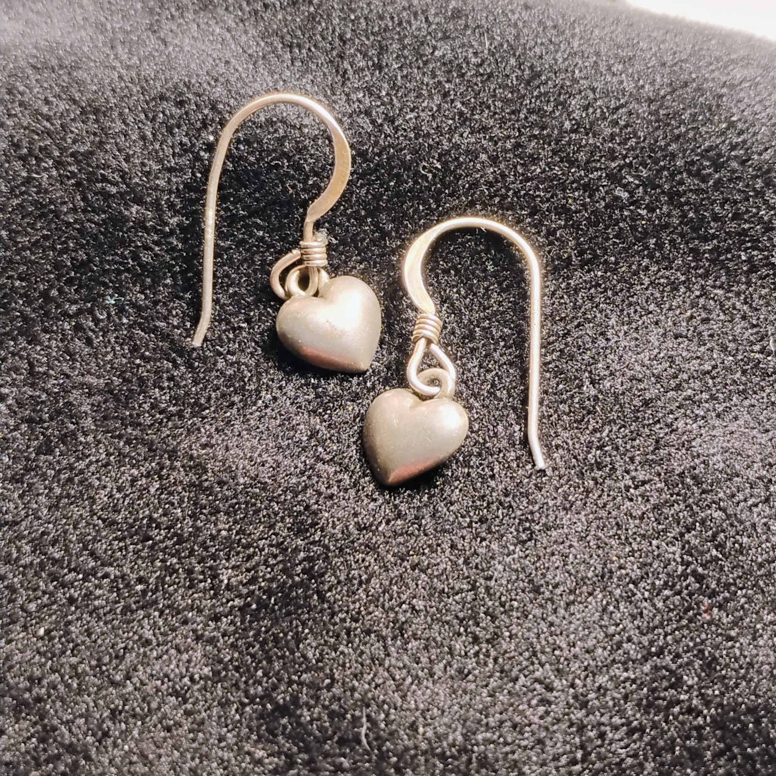 Sterling Silver Tiny Heart Pierced Dangle Earrings - image 1