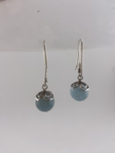 LT3 Pandora Compose Wire Dangle Moonstone Hoop Aquamarine Copper Ball Charms 925 - 第 3/19 張圖片