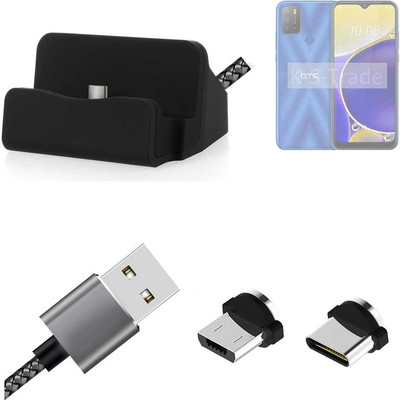 Docking Station für HTC Wildfire E2 Play + USB-Typ C und Micro-USB-Anschluss