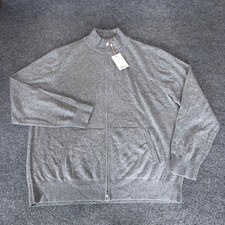 Quince Mens 100 Mongolian Cashmere Full Zip Sweater Heather Grey XXL NWT