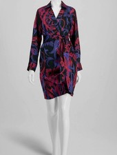 Tahari ASL Womens' Black Blue Floral-Printed Lined Faux-Wrap Dress Size 2
