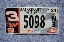Mississippi NASCAR RACING License Plate - CAR 3 - DALE EARNHARDT