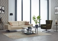 Sofagarnitur Dreisitzer Sofa 3 Sitz Stoffsofa Polstersofa Beige Sessel