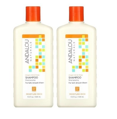 2x Andalou Naturals Argan Oil & Shea Moisture Rich Shampoo, Orange, 11.5 Ounce