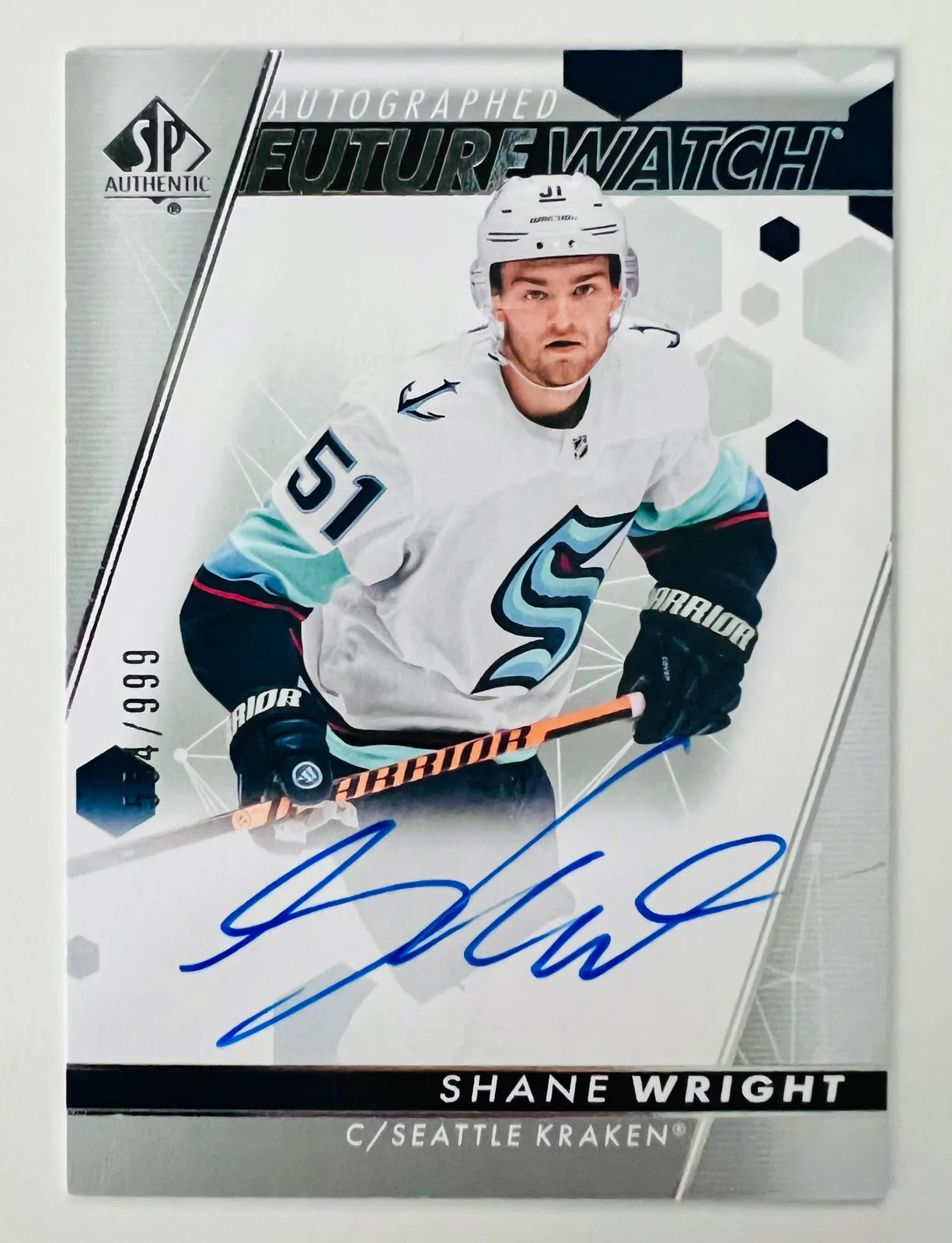 2022 Upper Deck SP Authentic Future Watch Auto Shane Wright Rookie 554/999
