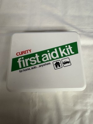 Curity Vintage First Aid Kit Plastic Box Bandages Medical Supplies