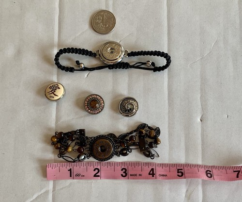 Pulseras brazalete de 2 cuerdas con 3 broches de presión de jengibre joyas piedras rosas azules amor - Imagen 6 de 6