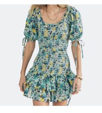 LoveShackFancy women's XS Acai berry Violet mini dress floral puff sleeve NWT