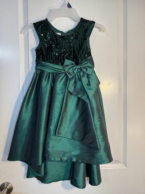 Bonnie Jean Girls 6 Fit & Flare Hi-Low Sleeveless Green Sequin Bow Dress | eBay Bonnie Jean Girls 6 Fit & Flare Hi-Low Sleeveless Green Sequin Bow Dress | eBay