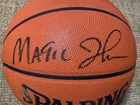 MAGIC JOHNSON LA Lakers Upper Deck UDA COA AUTOGRAPHED Spalding Basketball Clean