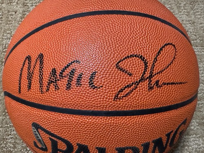 #ad #ad MAGIC JOHNSON LA Lakers Upper Deck UDA COA AUTOGRAPHED Spalding Basketball Clean $699.00