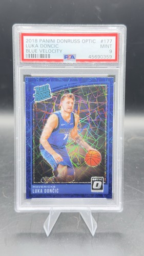 2018-19 PANINI DONRUSS OPTIC #177 LUKA DONCIC BLUE VELOCITY RATED ROOKIE PSA 9