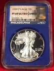 1999-P Ultra Cameo MS-69 American Silver Eagle Coin Liberty Bell Holder