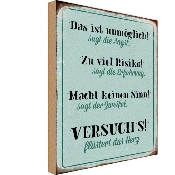 Holzschild 18X12 Cm Angst Erfahrung Zweifel Herz Dekoration Deko Geschenk Holz S-image
