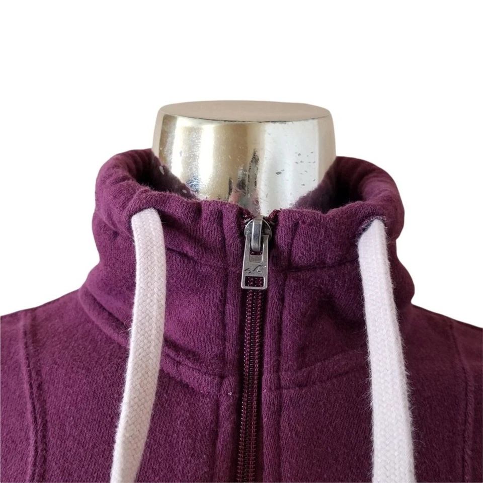 Hollister Sudadera Recortada Pullover Mujer Pequeña Borgoña Rosa Elastizada  Foto 4 de 4