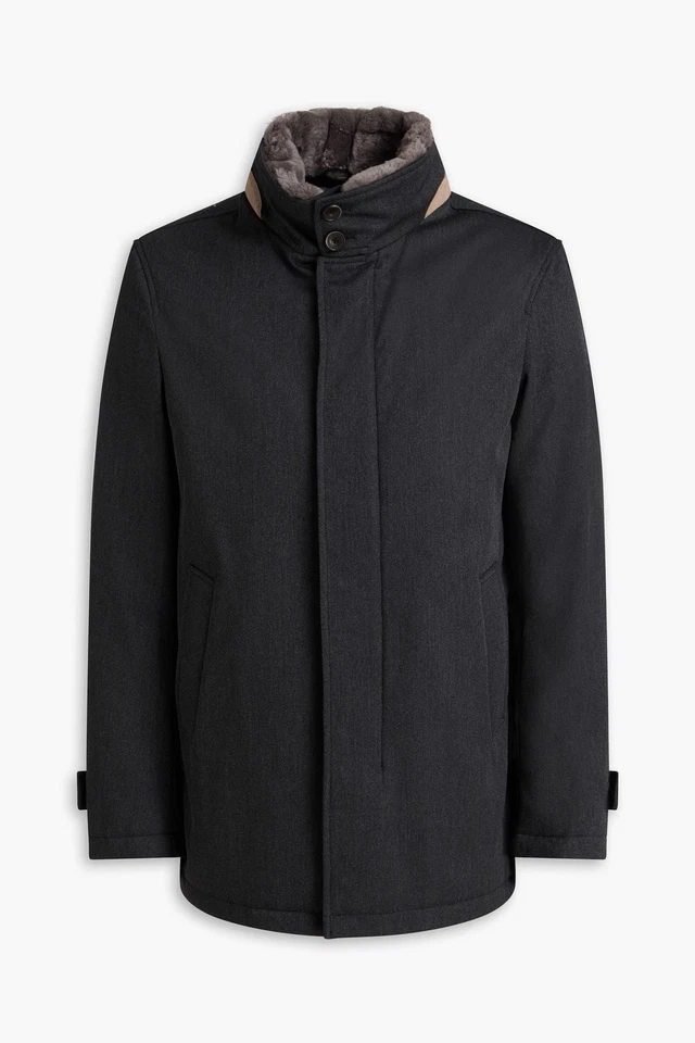 RRP€1100 HERNO TECH Wool Coat IT50 US40 L GREEN STORM SYSTEM Beaver Fur Collar - Image 3 of 4