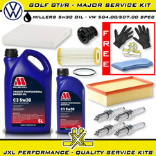 VW Golf GTI/R Mk7 TSI EA888 Gen 3 Major Service Kit + Plugs - Millers Oil 5w30