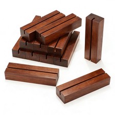 10 Pieces Wood Place Card Holders, Wood Table Number Stands Wooden Acrylic Si...