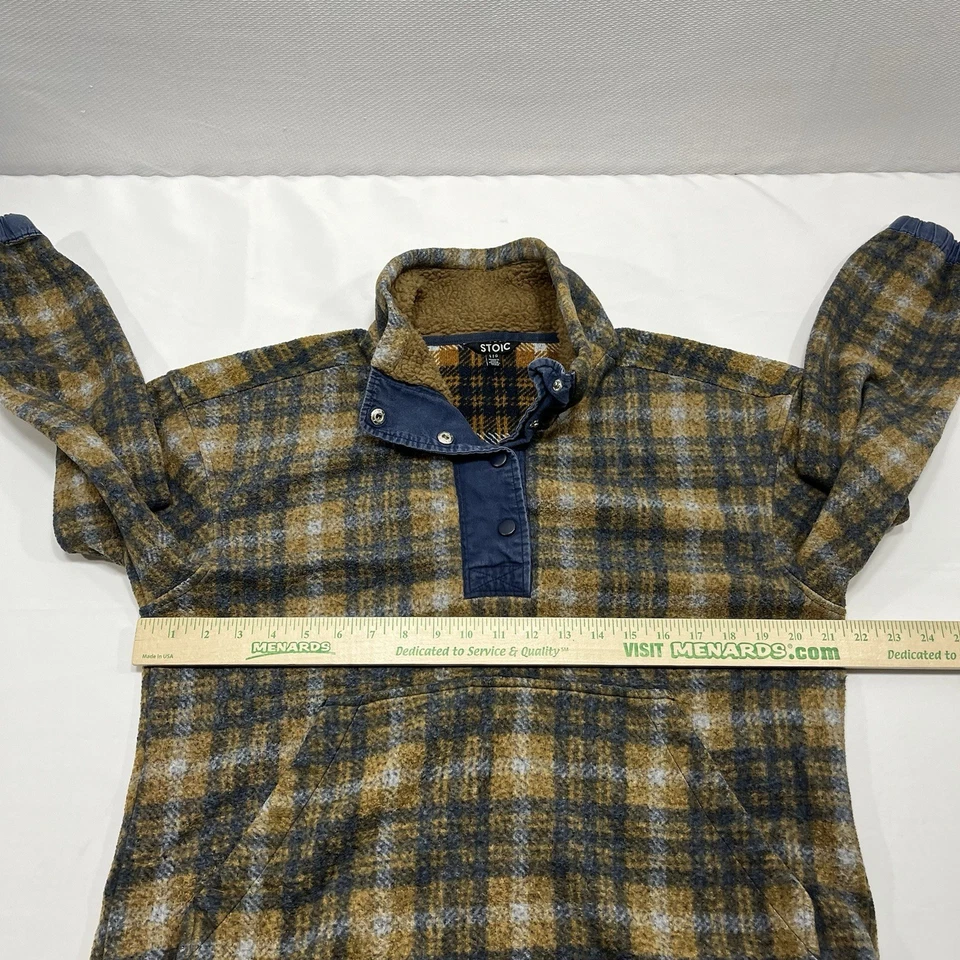 Pullover estoico para hombre grande a cuadros 1/4 a presión Henley polar sherpa senderismo al aire libre Foto 4 de 4