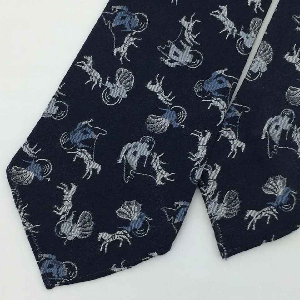 Charvet Paris Corbata Tejida Rockabilly Negro Plata Caballo Buggy Años 50 Seda L3 De Colección/Raro Foto 4 de 4