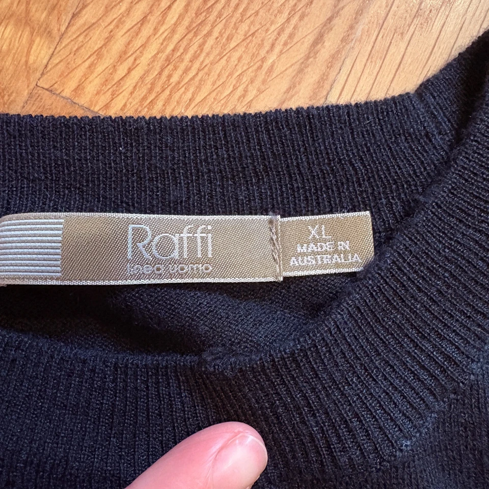 Raffi Short Sleeve Black Crewneck Knit Shirt Silk Cashmere Luxury Menswear XL - Image 2 of 4
