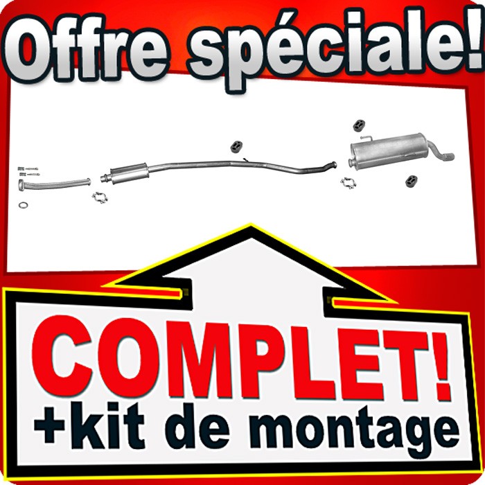 Échappement pour Peugeot 206 CC 1.6 16V automatique 2000-2005 avec tuyau silencieux en acier