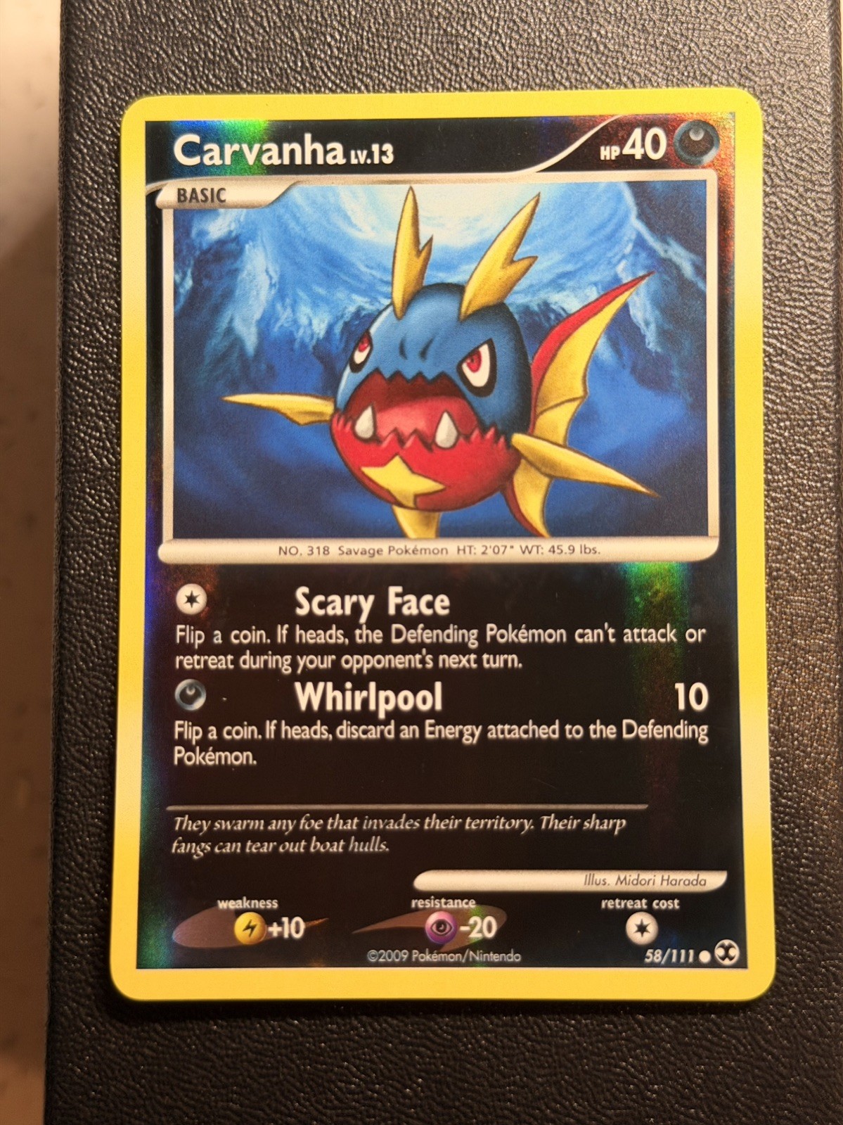 Carvanha 58/111 Holo - Rising Rivals - Pokemon Card reverse holo NM