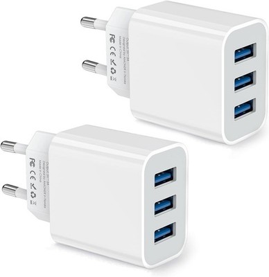 USB Ladegerät, 3-Port USB Adapter 15W, Mehrfach Stecker 2er Pack