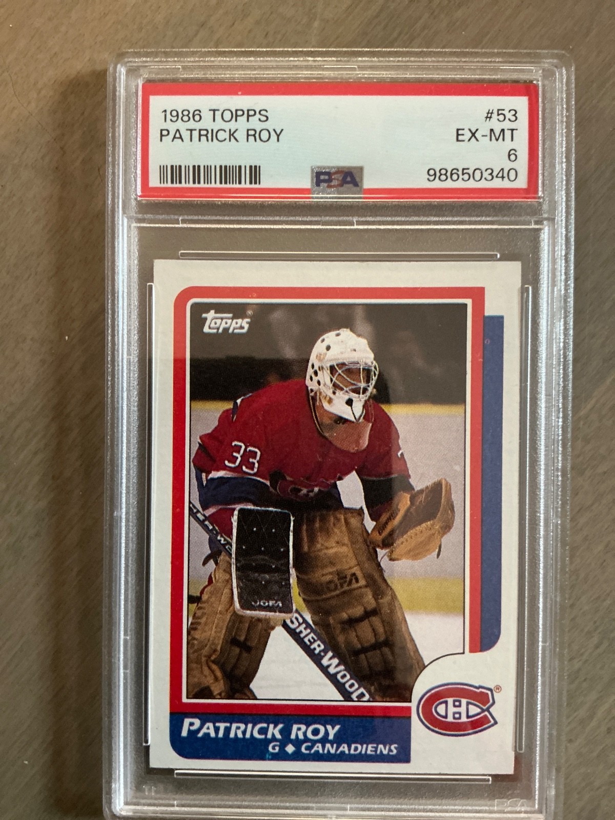 1986 Topps Patrick Roy Rookie #53 PSA 6 EX-MT Montreal Canadiens HOF