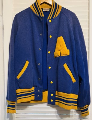 Vintage 40s-50s C&S Sand Knitwear Varsity Letter Jacket Sz 42 Blue