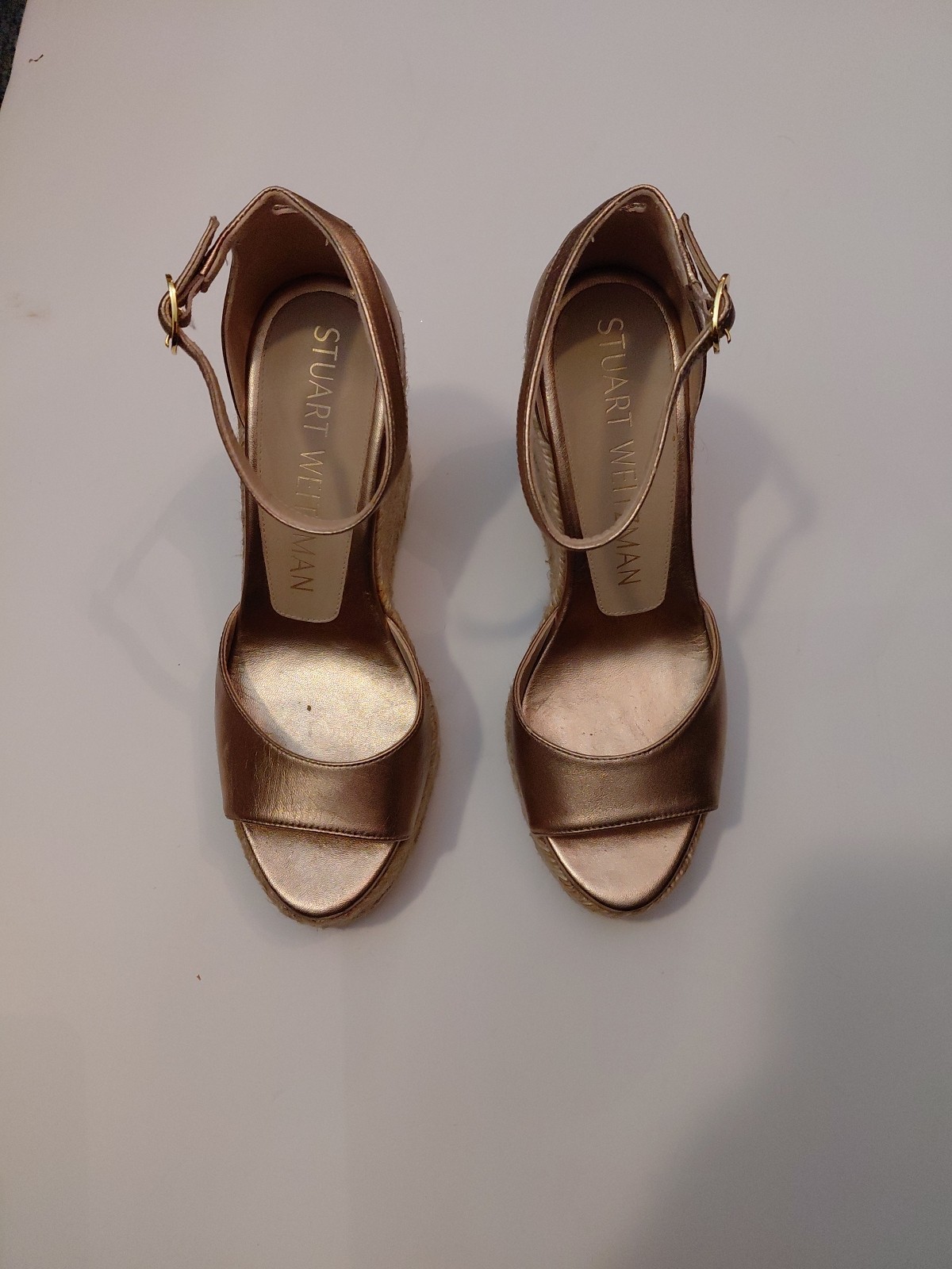 Stuart Weitzman Peep Toe Platform Wedge Espadrill… - image 1