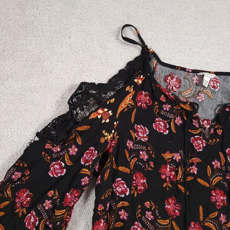 Camisa Cato Para Mujer 18/20W Cachemira Boho Blusa Manga 3/4 Crochet Hombro Frío Foto 4 de 4