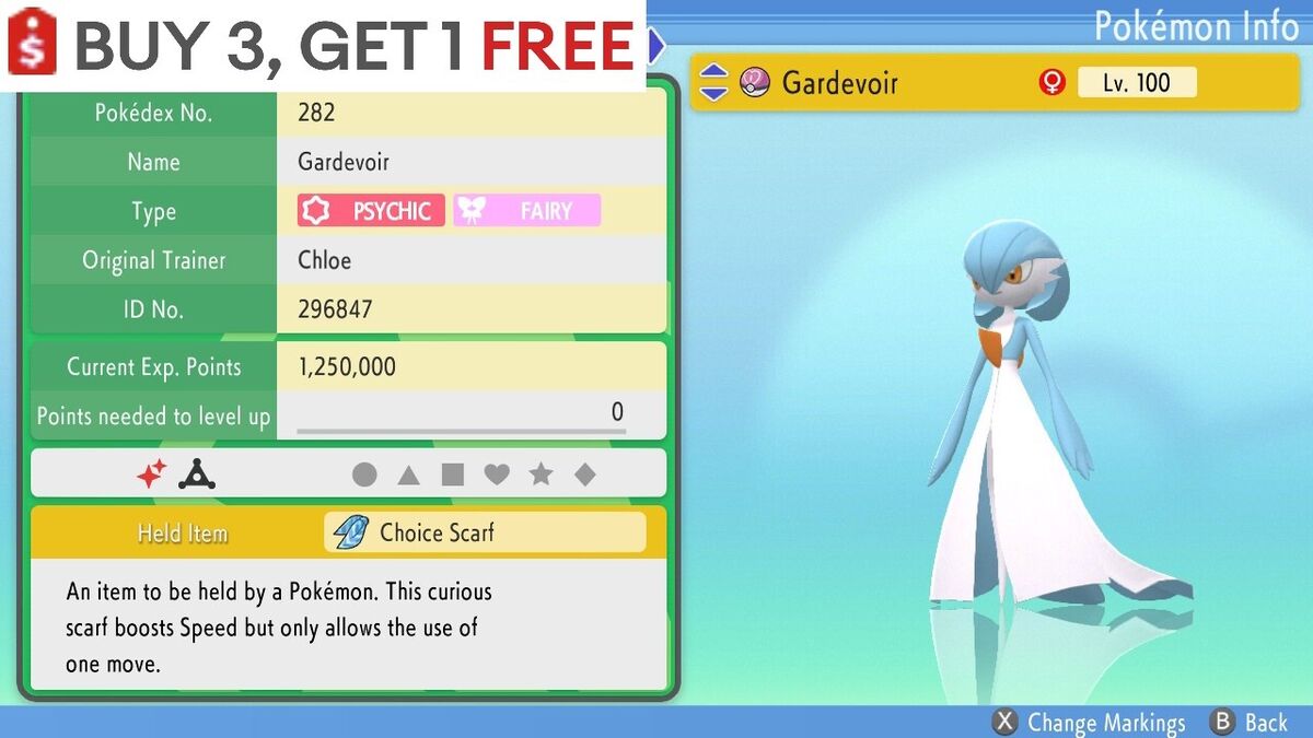 Shiny Gardevoir / Pokemon Sword and Shield / 6IV Pokemon / Shiny Pokemon