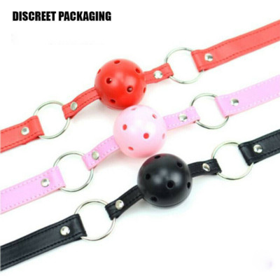 Mouth Ball Gags Breathable Mouth Gags PU Leather Belt Head Harness Binding