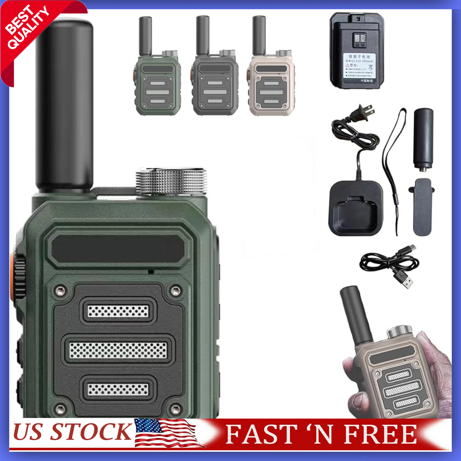 Waterproof & Shock Resistant Walkie-Talkies 2 Way Radios Automatic Frequency