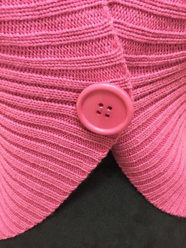 One Step Up Chic Hot-Pink Ribbed Sweater W/Foldover Closing Sz M - Picture 2 of 8