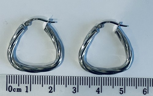 Creolen 9 kt Gold 375 weiß gedreht 22 mm - neu - Bild 1 von 2