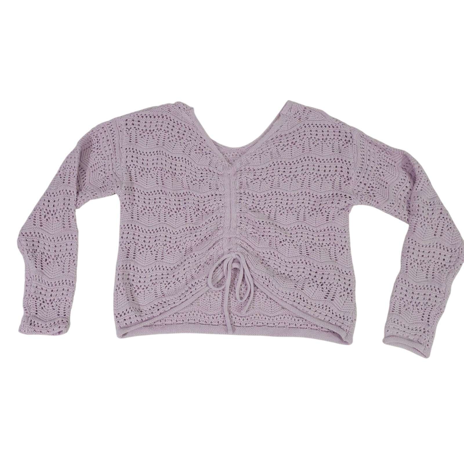 Jessica Simpson Womens Lavender Knit Cropped Sweater With Adjustable Ruch