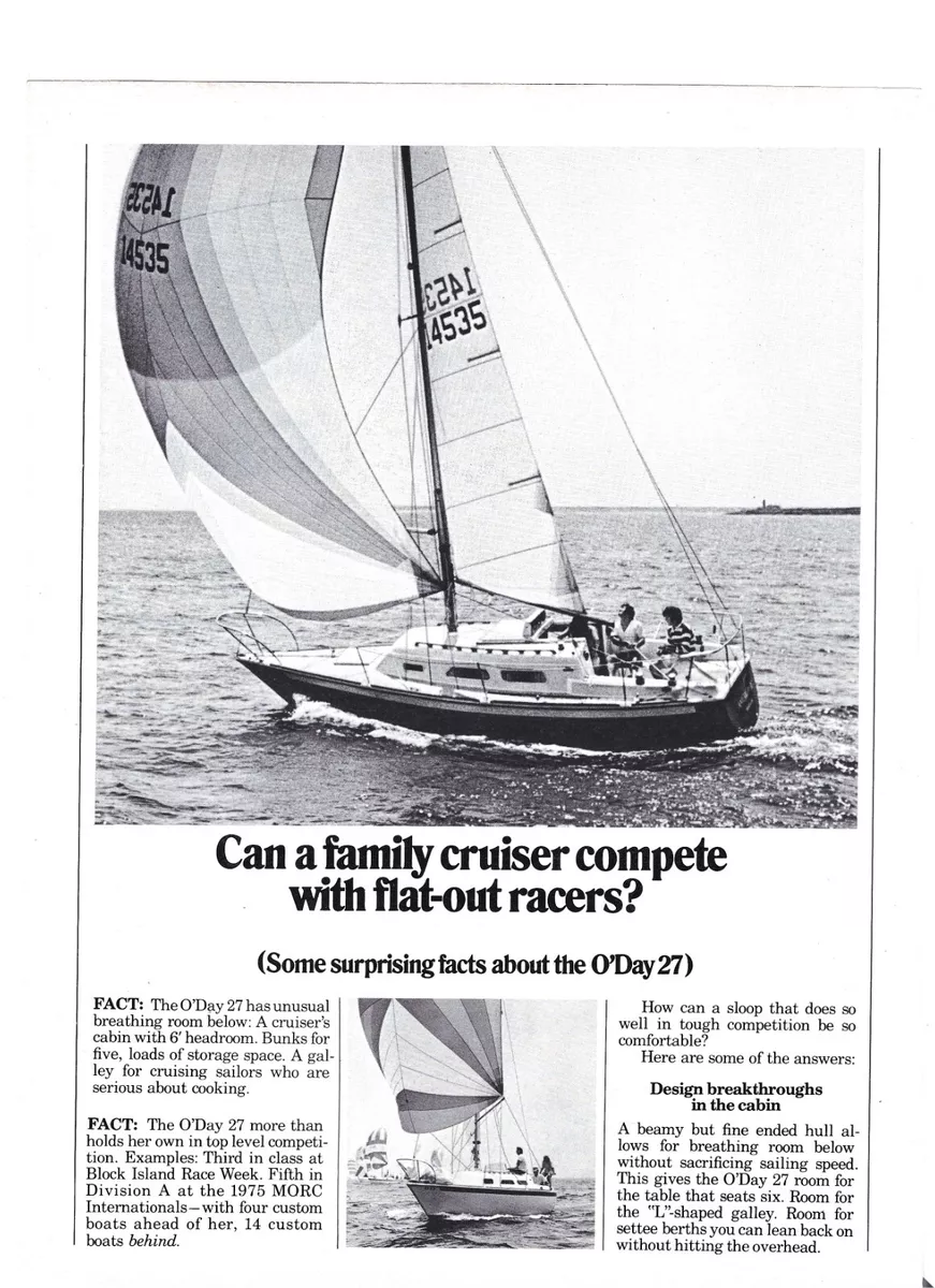 1977 O day O day Oday 27 Sailboat Yacht Boat ad 2 pages