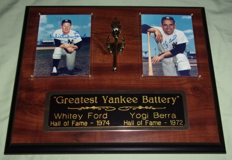 Yogi Berra & Whitey Ford ~ " Greatest Yankee Battery "~ Autographed Plaque ~ HOF