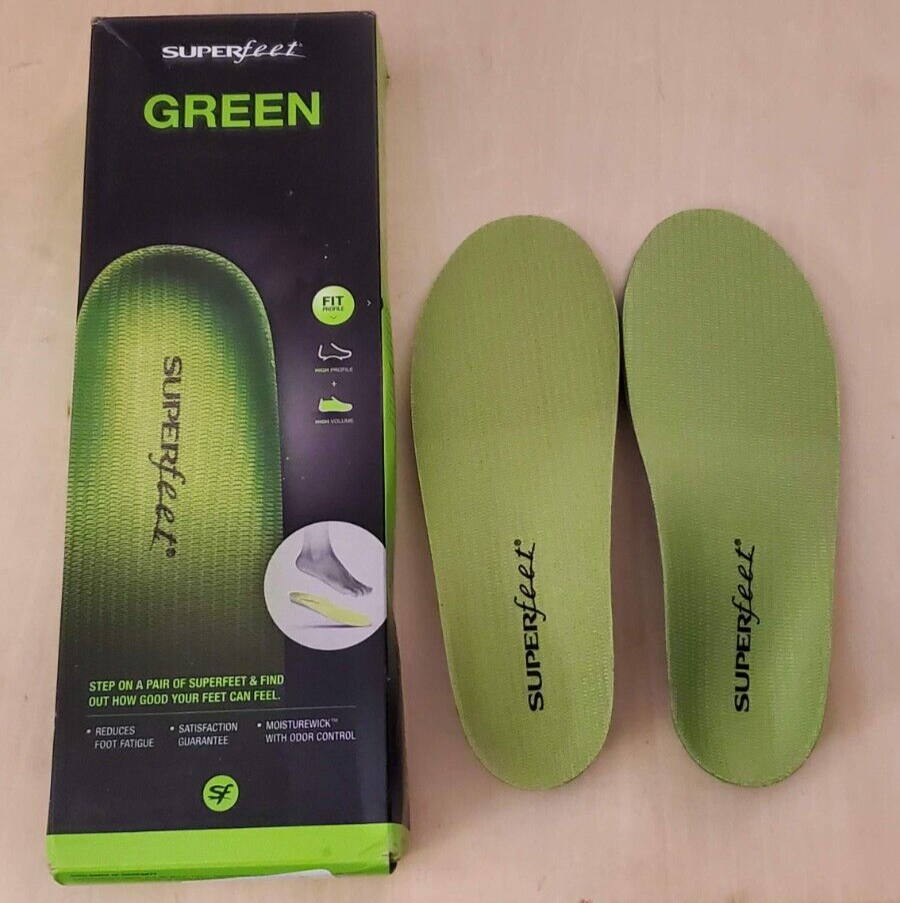 Superfeet GREEN High Arch Orthotic Insole Shoe Inserts Sz A (Juniors US