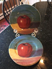 Red Apple Salad / Dessert Plates, Macy's "The Cellar" 8.25" Set of 4, New