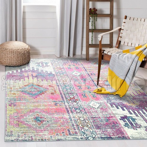 Retford Bohemian Eclectic Distressed Colourful Modern Floor Rug 5