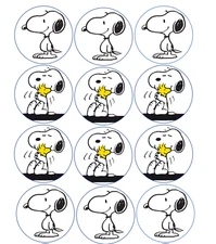 12 Snoopy Peanuts edible paper, cupcake cookie toppers CHOOSE SIZE pre cut