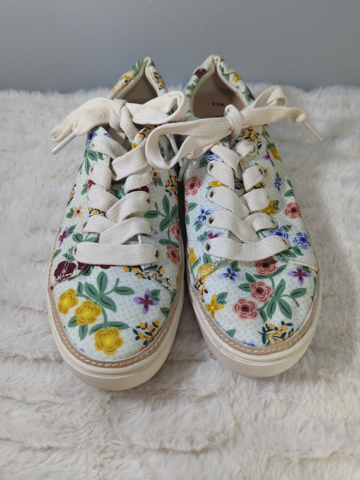 TOMS Alex Floral Lace Up  Womens Off White Sneakers Casual Shoes sz 6.5 thumbnail 2