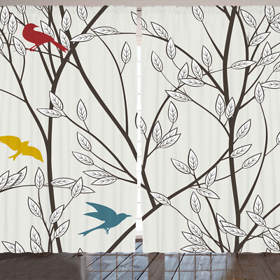 Natur Rustikale Gardine Vögel Wildlife Cartoon