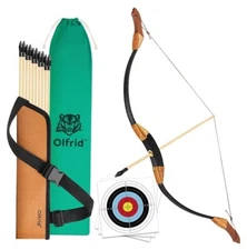 Wooden Bow & Arrow Set for Kids, Archery Toy - 10 Arrows, 3 Targets, Quiver, Bag