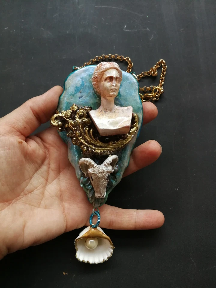 Joia de luxo Belle Epoque Art Deco novo colar pingente mulher concha animal - Imagem 4 de 4