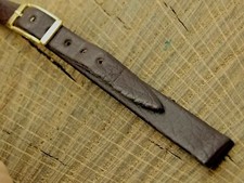 Accutron Vintage NOS Watch Band Brown Leather with Gold Tone Buckle 9mm Unused