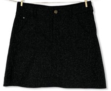 WOOLRICH Woodlyn Skirt 12 wool Onyx gray black tweed above knee lined fleck EUC